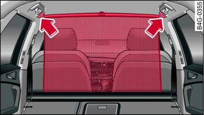 Folded backrest: Hooking load guard into place